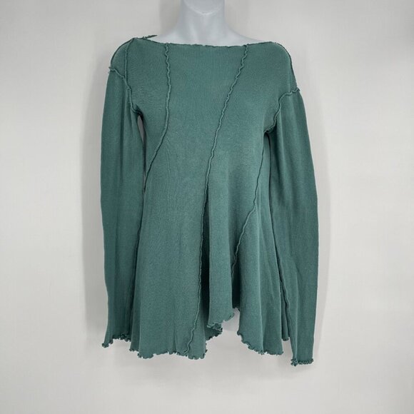 We The Free Teal Long Sleeve Asymmetrical Hem Top - Picture 1 of 9